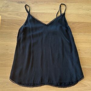 Anthropology Black Silk Lace Trim Camisole XS